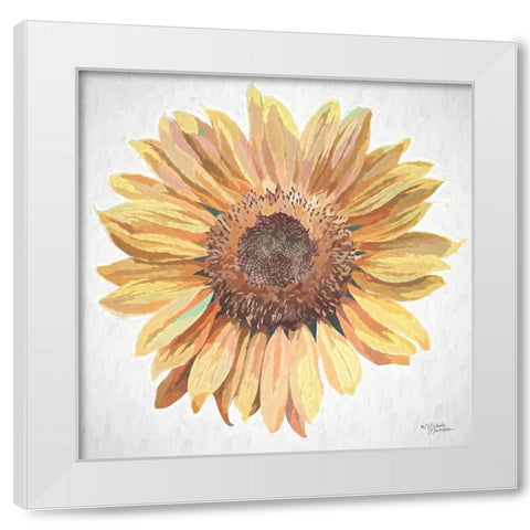 Sunny Sunflower White Modern Wood Framed Art Print by Norman, Michele