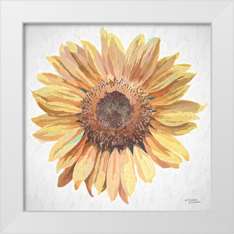 Sunny Sunflower White Modern Wood Framed Art Print by Norman, Michele