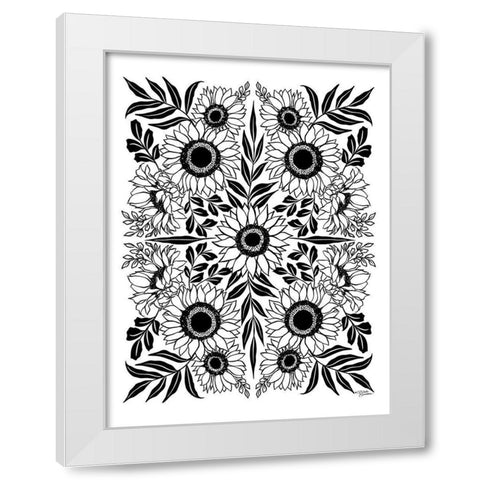 Sunflower Medley White Modern Wood Framed Art Print by Norman, Michele