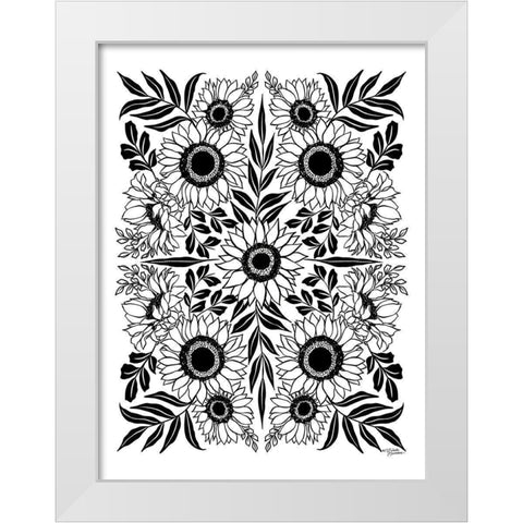 Sunflower Medley White Modern Wood Framed Art Print by Norman, Michele
