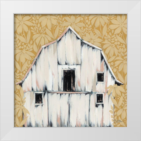 Daisies in the Barnyard White Modern Wood Framed Art Print by Norman, Michele