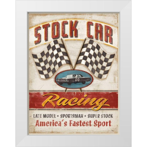 Stock Car Racing  White Modern Wood Framed Art Print by Mollie B.
