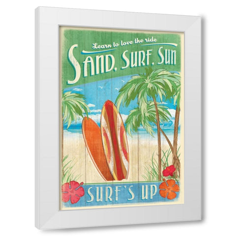 Surfs Up White Modern Wood Framed Art Print by Mollie B.