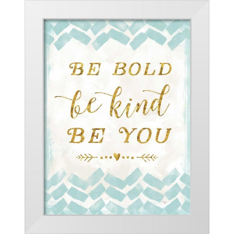 Be Kind White Modern Wood Framed Art Print by Mollie B.