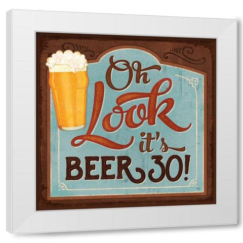 Beer:30 White Modern Wood Framed Art Print by Mollie B.
