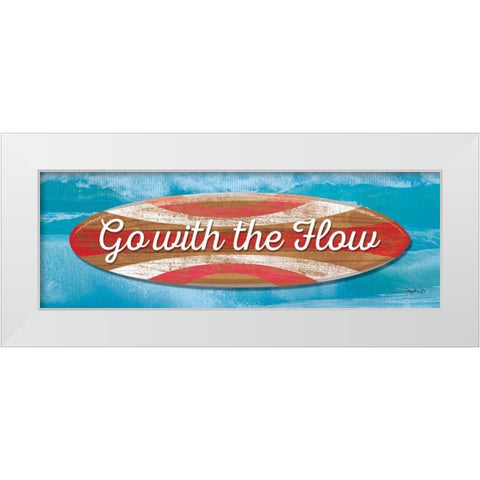 Go With the Flow White Modern Wood Framed Art Print by Mollie B.