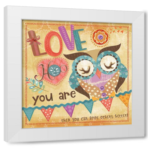 Owl White Modern Wood Framed Art Print by Mollie B.