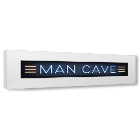 Neon Man Cave White Modern Wood Framed Art Print by Mollie B.
