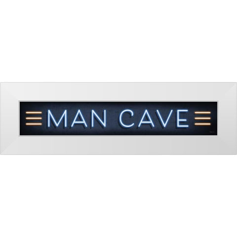 Neon Man Cave White Modern Wood Framed Art Print by Mollie B.