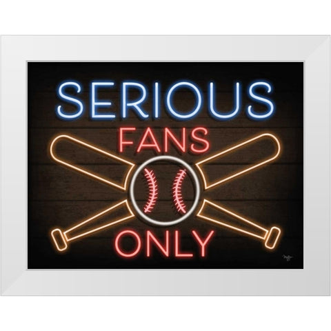 Neon Baseball Fans White Modern Wood Framed Art Print by Mollie B.