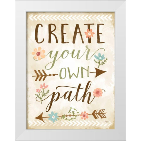 Create Your Own Path White Modern Wood Framed Art Print by Mollie B.