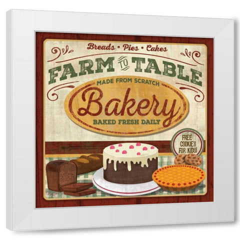 Farm to Table Bakery White Modern Wood Framed Art Print by Mollie B.