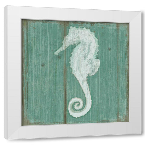 Seahorse White Modern Wood Framed Art Print by Mollie B.