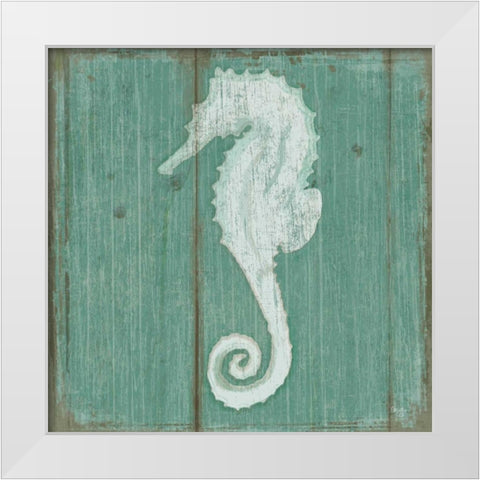 Seahorse White Modern Wood Framed Art Print by Mollie B.
