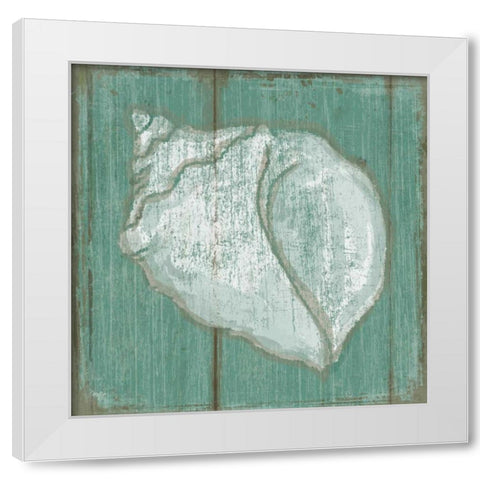 Seashell White Modern Wood Framed Art Print by Mollie B.