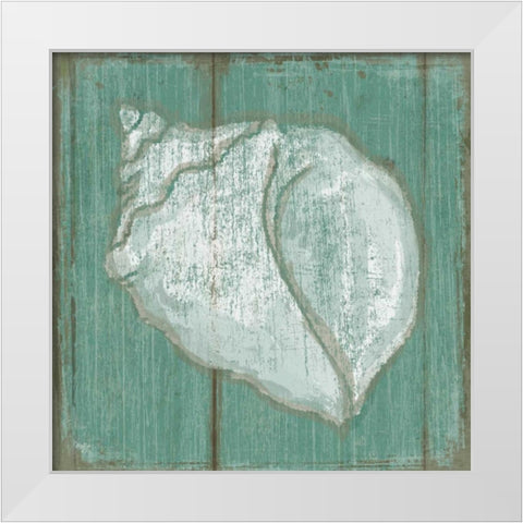 Seashell White Modern Wood Framed Art Print by Mollie B.