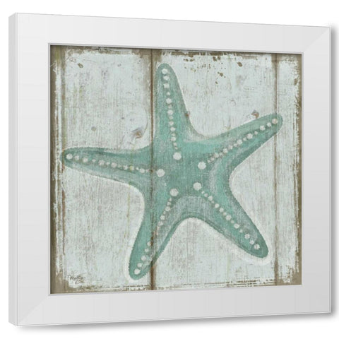 Starfish White Modern Wood Framed Art Print by Mollie B.