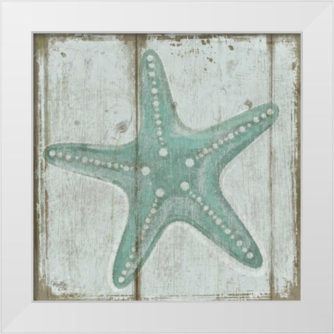Starfish White Modern Wood Framed Art Print by Mollie B.