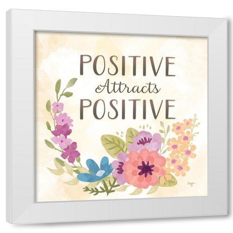 Positive Attracts Positive White Modern Wood Framed Art Print by Mollie B.