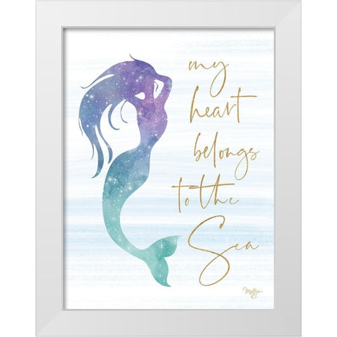 My Heart Belongs to the Sea White Modern Wood Framed Art Print by Mollie B.