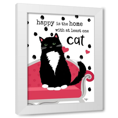 At Least One Cat White Modern Wood Framed Art Print by Mollie B.