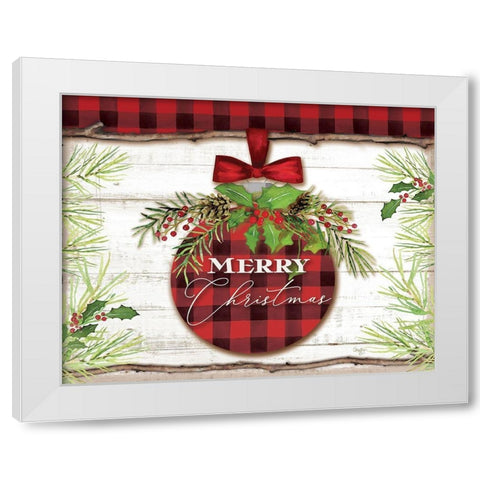 Merry Christmas Ornament White Modern Wood Framed Art Print by Mollie B.