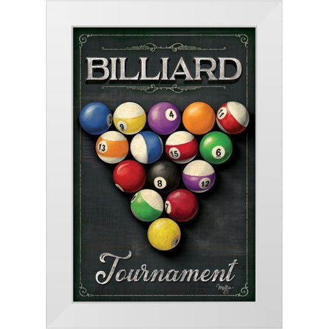 Billiards Tournament    White Modern Wood Framed Art Print by Mollie B.