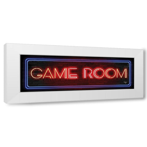 Game Room Neon Sign     White Modern Wood Framed Art Print by Mollie B.