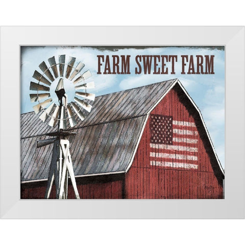 Farm Sweet Farm White Modern Wood Framed Art Print by Mollie B.
