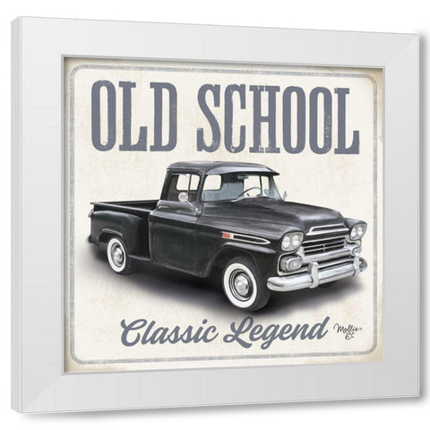 Old School Vintage Trucks II White Modern Wood Framed Art Print by Mollie B.