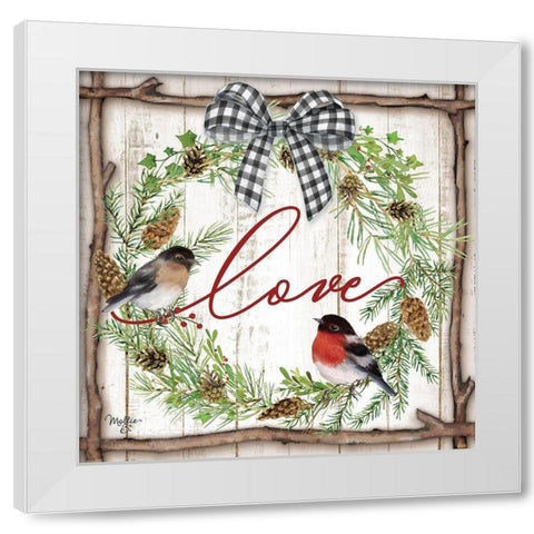 Love Pinecone Wreath White Modern Wood Framed Art Print by Mollie B.