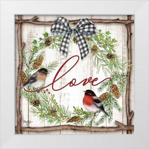 Love Pinecone Wreath White Modern Wood Framed Art Print by Mollie B.