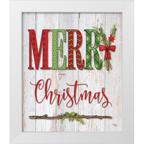 Merry Christmas White Modern Wood Framed Art Print by Mollie B.