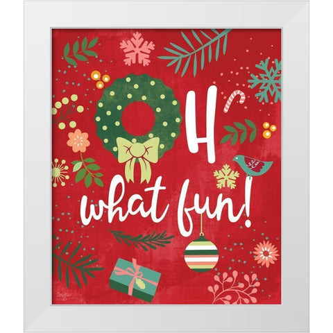 Oh What Fun! White Modern Wood Framed Art Print by Mollie B.