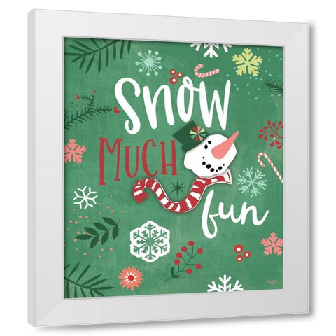 Snow Much Fun White Modern Wood Framed Art Print by Mollie B.