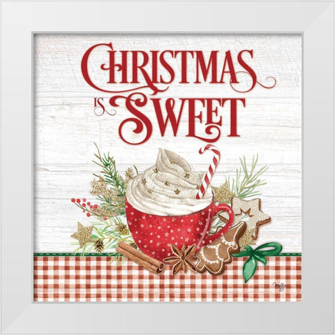 Christmas is Sweet White Modern Wood Framed Art Print by Mollie B.