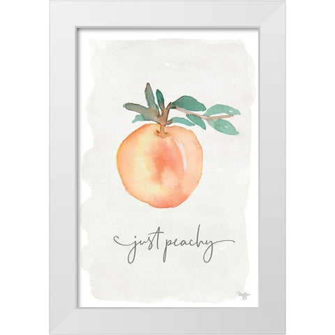 Just Peachy White Modern Wood Framed Art Print by Mollie B.