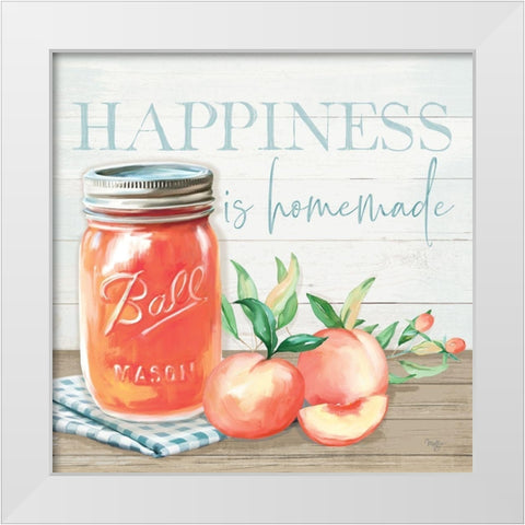 Happiness is Homemade White Modern Wood Framed Art Print by Mollie B.