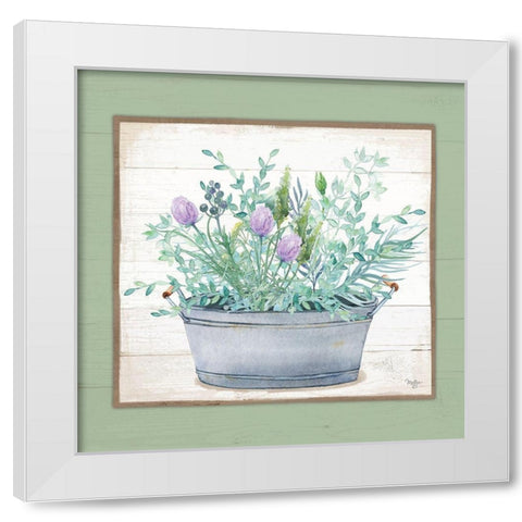 Pot of Herbs I White Modern Wood Framed Art Print by Mollie B.