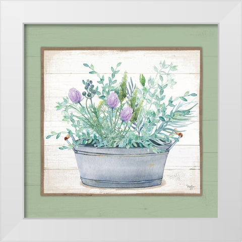 Pot of Herbs I White Modern Wood Framed Art Print by Mollie B.