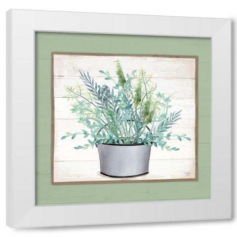 Pot of Herbs II White Modern Wood Framed Art Print by Mollie B.