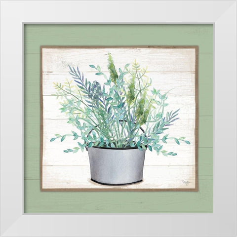 Pot of Herbs II White Modern Wood Framed Art Print by Mollie B.