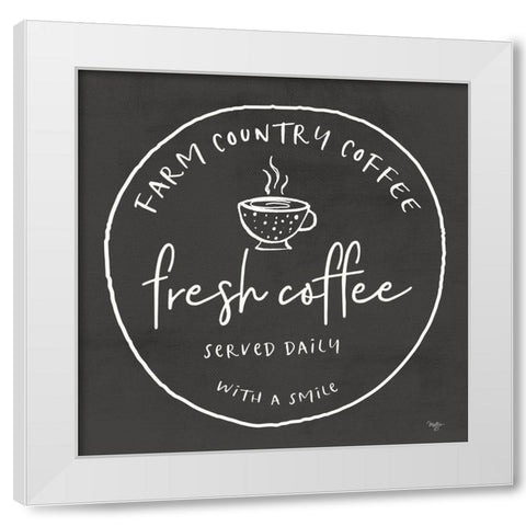 Fresh Coffee White Modern Wood Framed Art Print by Mollie B.