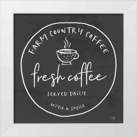 Fresh Coffee White Modern Wood Framed Art Print by Mollie B.