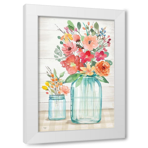 Blossom Beauties White Modern Wood Framed Art Print by Mollie B.