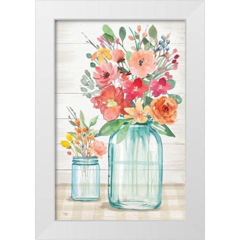 Blossom Beauties White Modern Wood Framed Art Print by Mollie B.