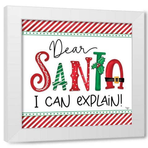 Dear Santa White Modern Wood Framed Art Print by Mollie B.