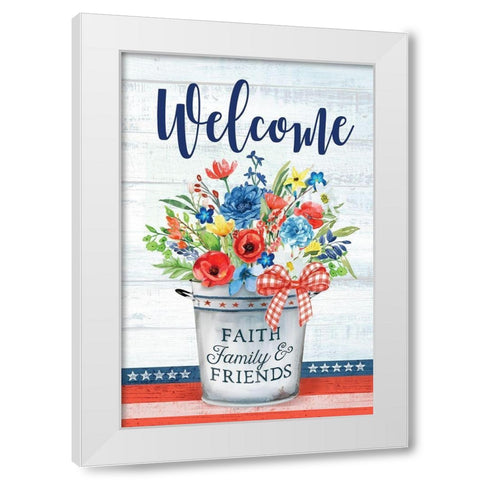 Patriotic Flowers White Modern Wood Framed Art Print by Mollie B.