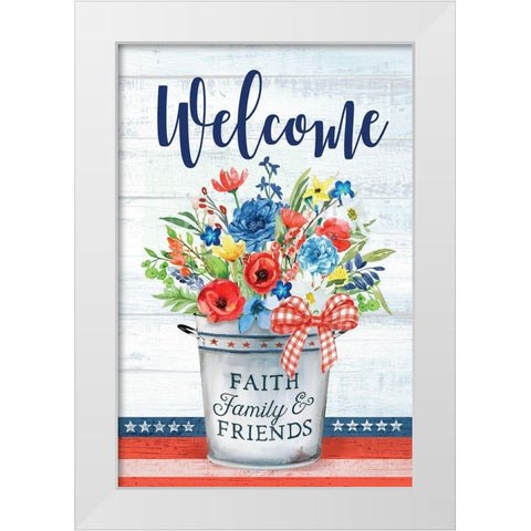 Patriotic Flowers White Modern Wood Framed Art Print by Mollie B.