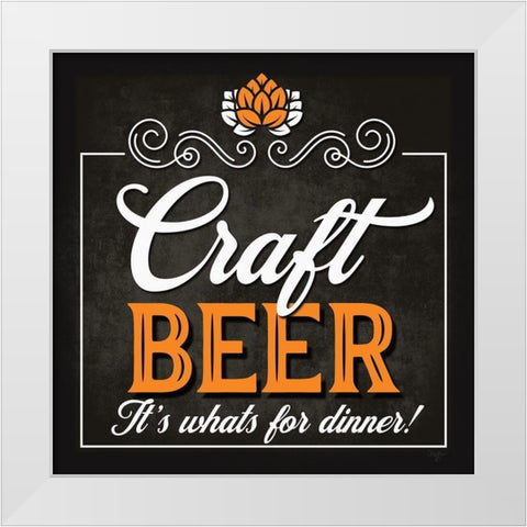 Craft Beer White Modern Wood Framed Art Print by Mollie B.